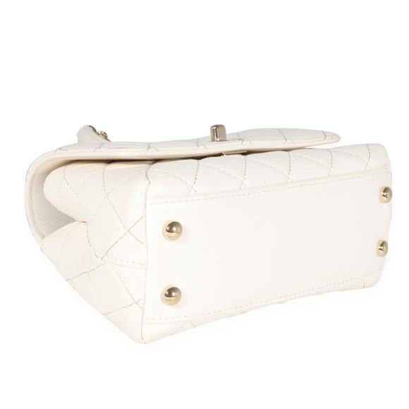Chanel White Quilted Goatskin Extra Mini Rainbow Coco Top Handle Flap Bag - Picture 7 of 8